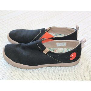 UIN Slip On Canvas Lightweight Flats Sneakers Size 11.5 Black Shoes elastic band